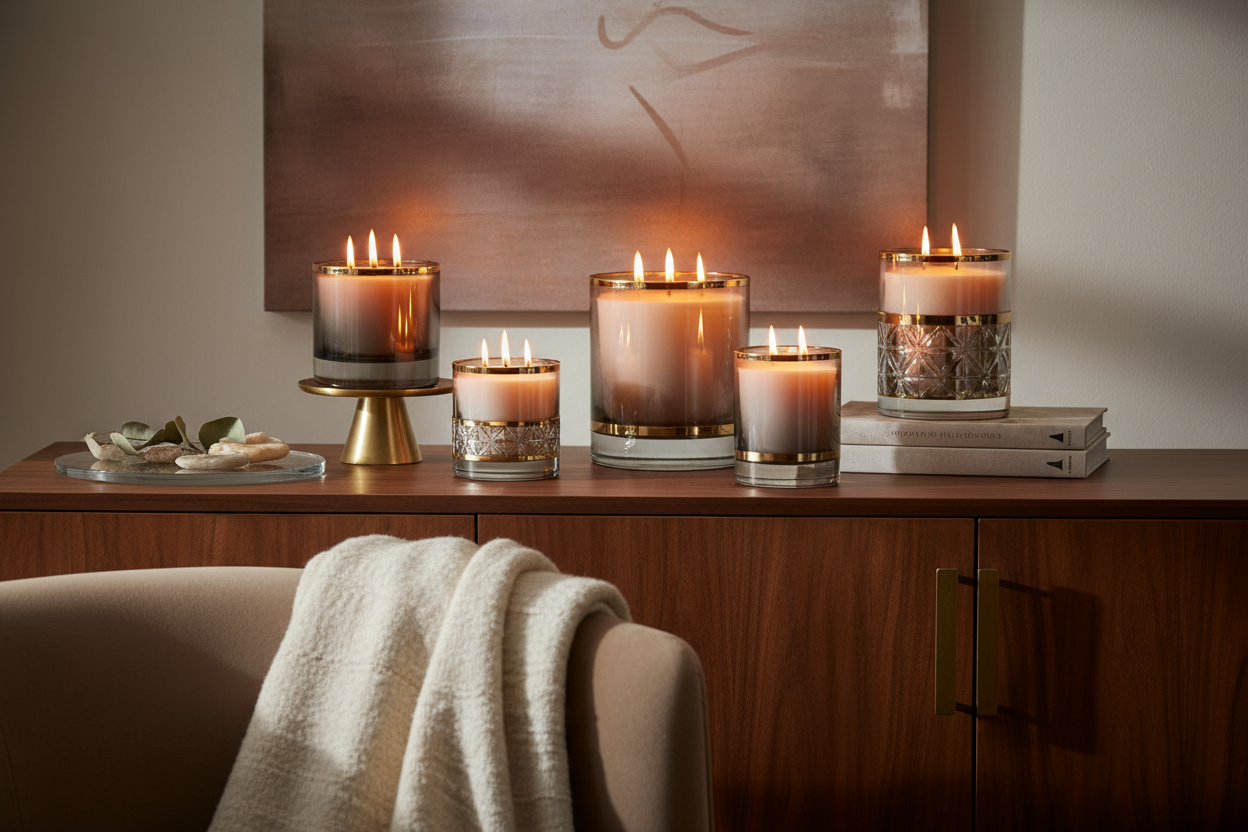 luxury container candles burning